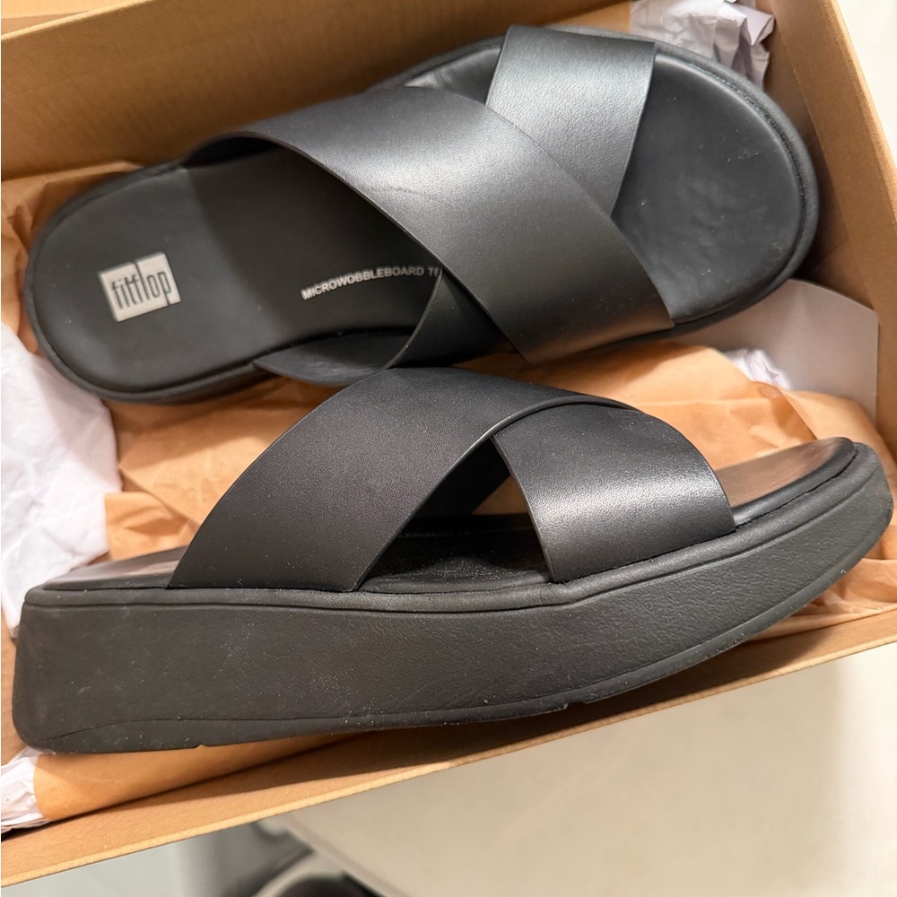 Fitflop Black Cross-Strap Slides